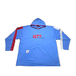 Bugle Boy 077 Jean Co Hoodie Men XL Blue Red Pullover Streetwear Sweatshirt